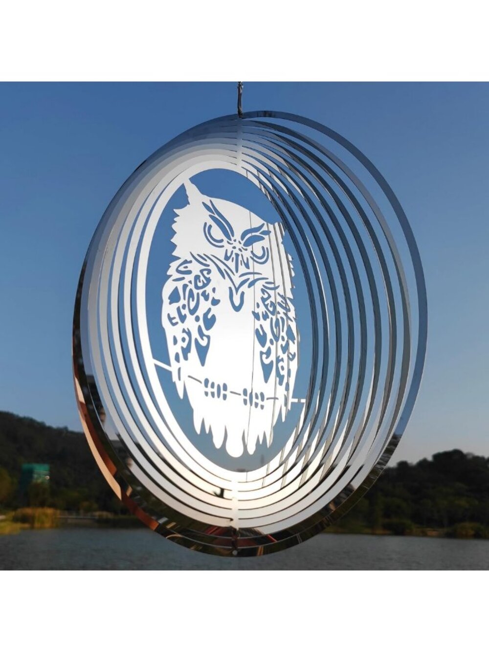 Reflective Owl Scarecrow Bird Deterrent for Garden, Patio & Pool - 16" Wind